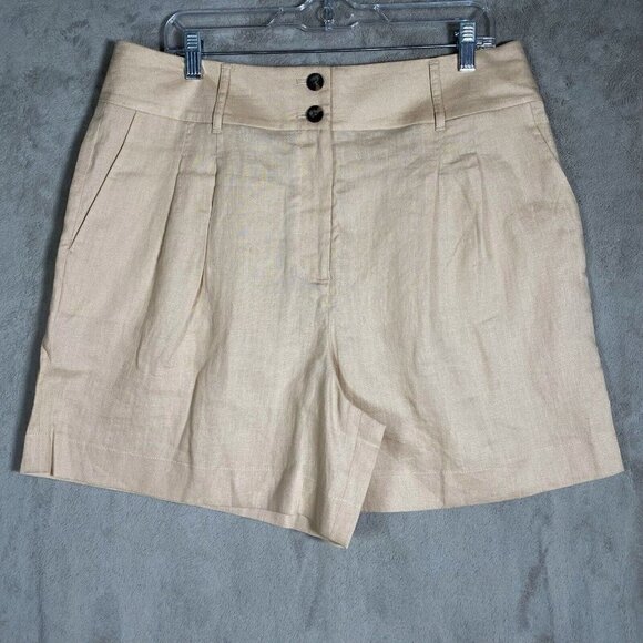Boden 100% Linen Pleat Shorts 6” Inseam High Waisted - Picture 4 of 16